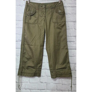 Anthropologie Hei Hei Capri Pants Women's 2 Olive Green Leg Drawstrings Pockets